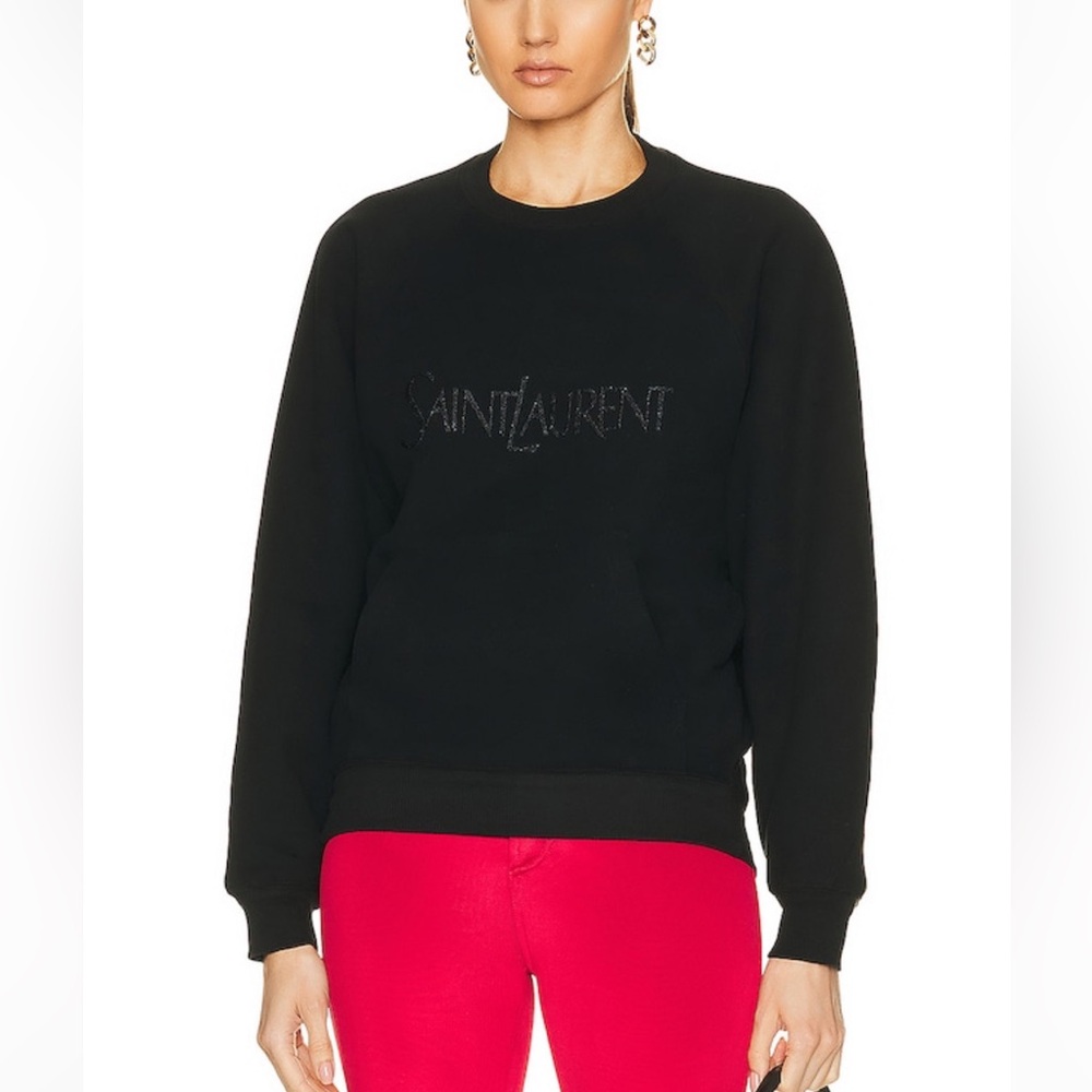 NWT Saint Laurent Old School Logo Sweatshirt in Black